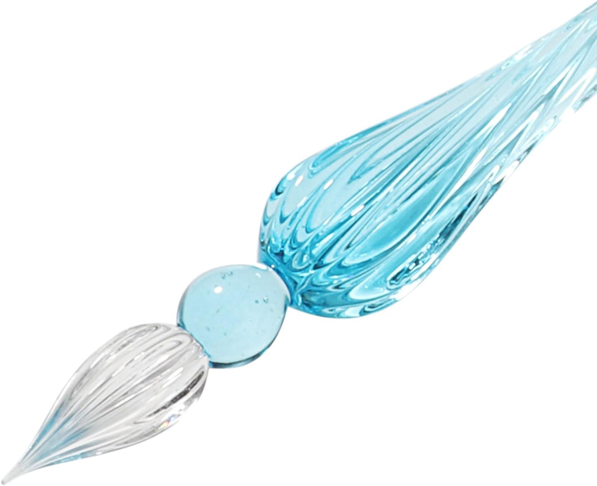 molshine Handmade Glass Dip Pen Crystal Calligraphy Pen Signature Dipped Pen for Artist Women Men Teens,Writing Drawing Decoration Gifts (Lake Blue)