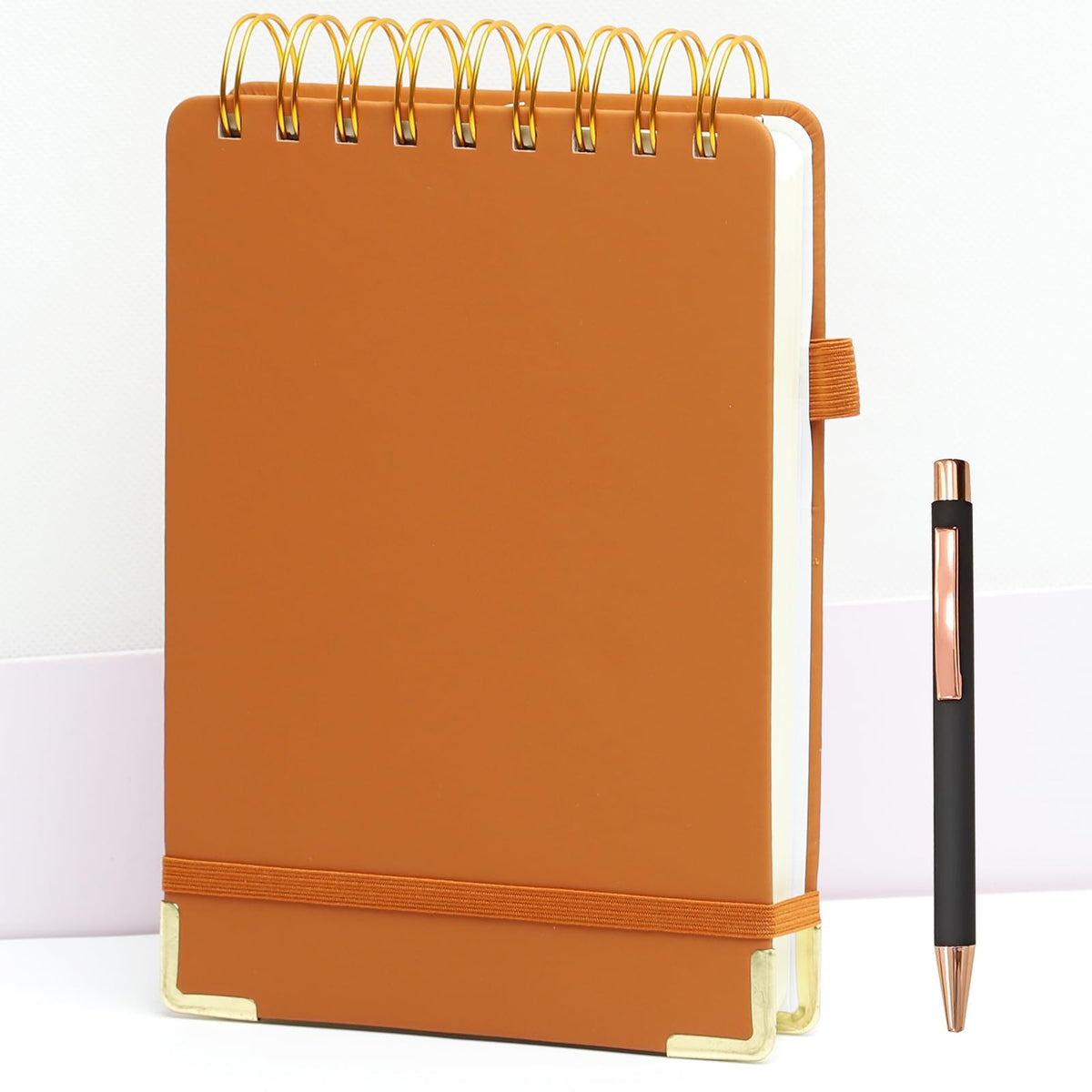 300 Pages Top Spiral Notebook 6x9 Leather Steno Pad Hardcover Steno Notebooks Top Spiral for Work Steno NotePad, 100 GSM Thick Paper, Left Handed Notebooks for Office College School, Black
