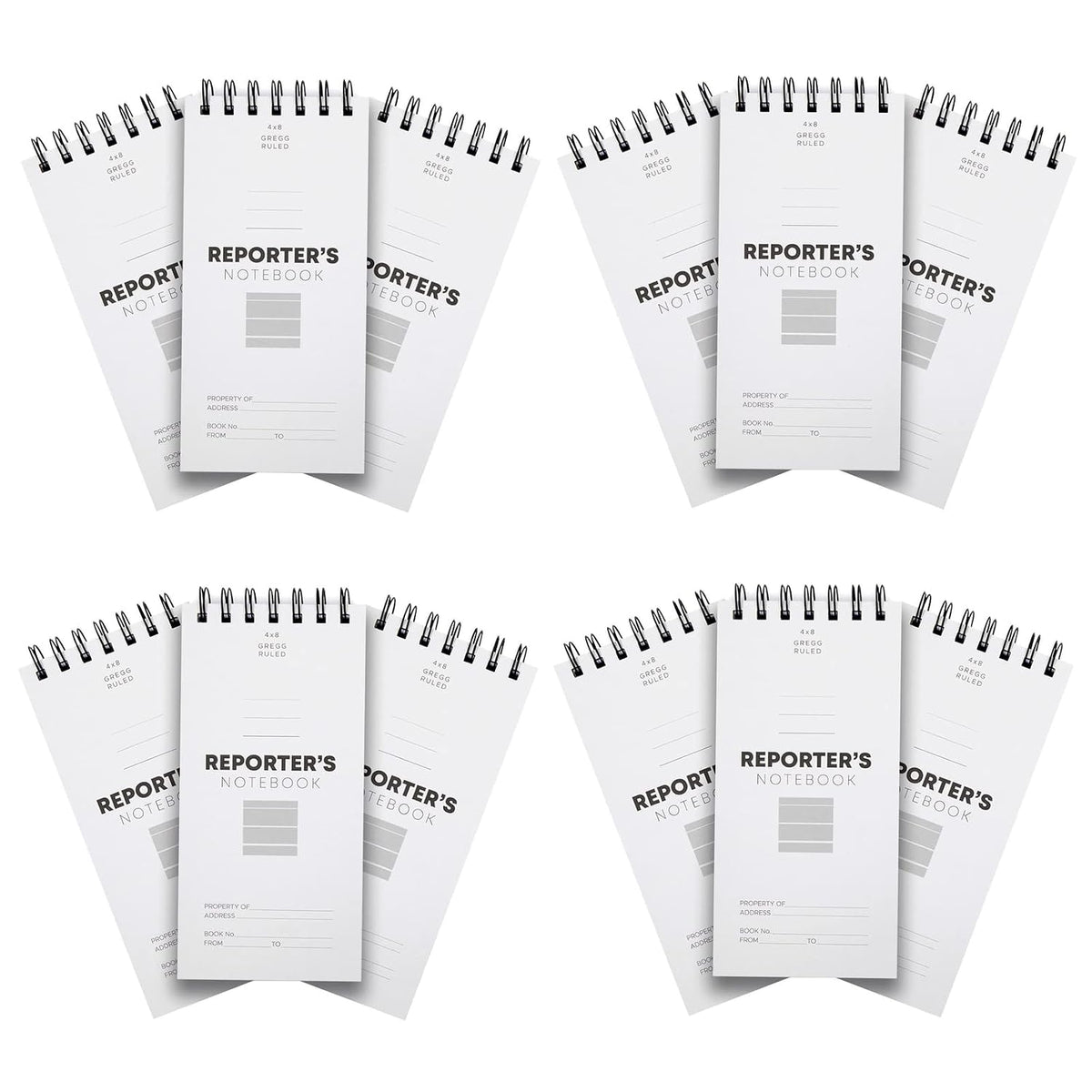 Juvale Reporters Notebook Pack - Top-Bound Notebook & Steno Pad for Journalism & Field Notes - Spiral Binding Lay-Flat Design - 4 x 8 in White, 12-Pack