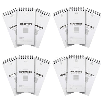 Juvale Reporters Notebook Pack - Top-Bound Notebook & Steno Pad for Journalism & Field Notes - Spiral Binding Lay-Flat Design - 4 x 8 in White, 12-Pack