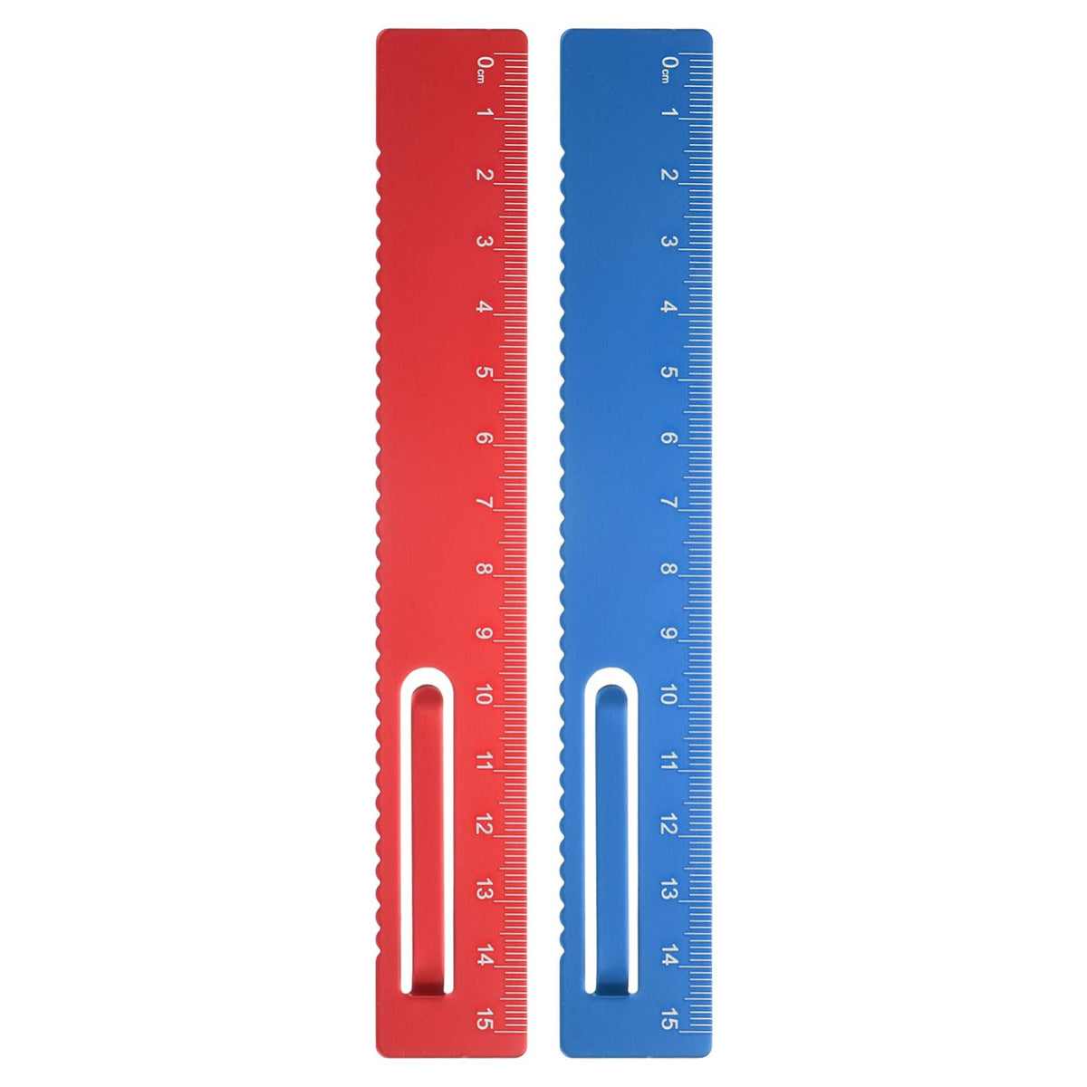 HARFINGTON 2pcs Straight Ruler 15cm Metal Bookmark Clip Rulers Blue/Rose
