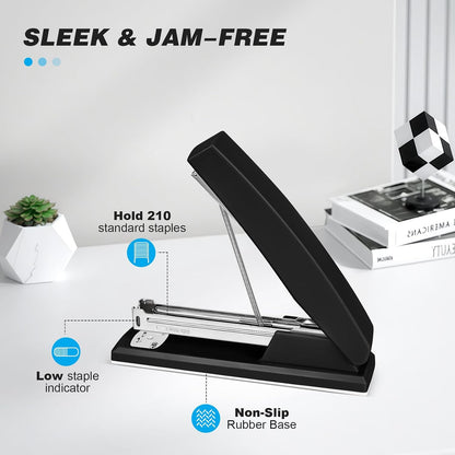 Stapler with 5000 Staples - 25 Sheet Capacity, Staplers for Desk, Black