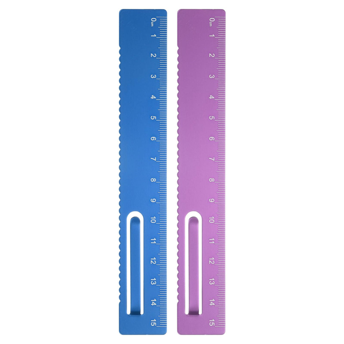 HARFINGTON 2pcs Straight Ruler 15cm Metal Bookmark Clip Rulers Blue/Rose