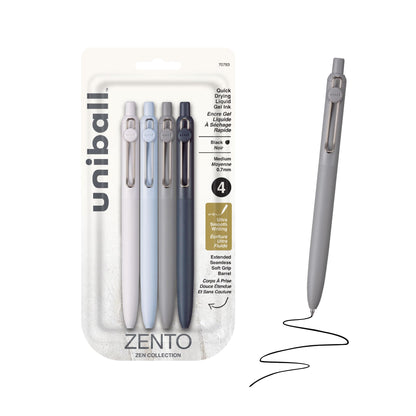 uniball™ Zento Gel Pens, Black Ink, 0.7mm Medium Point, 4 Count