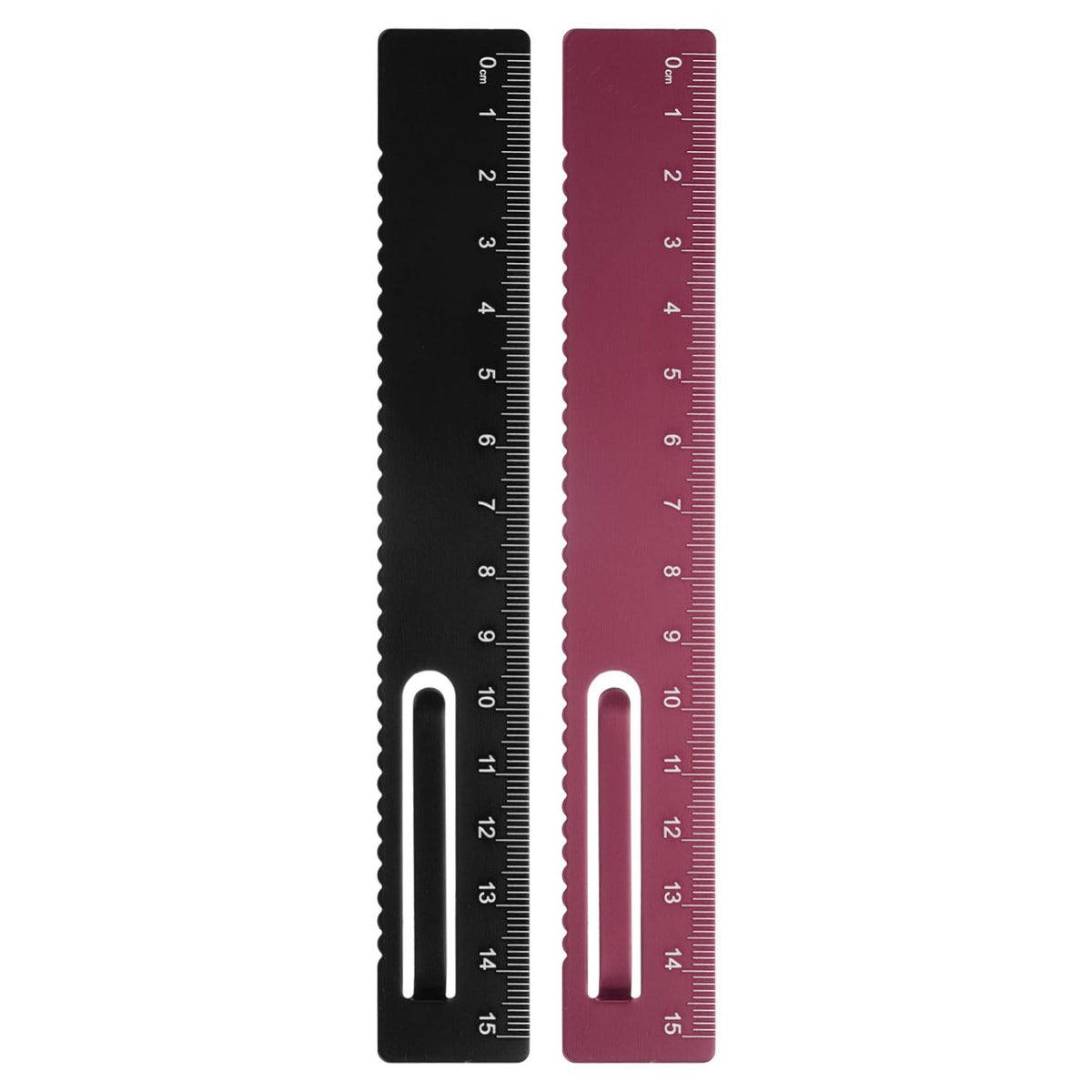 HARFINGTON 2pcs Straight Ruler 15cm Metal Bookmark Clip Rulers Blue/Rose