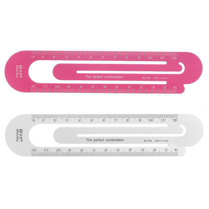 HARFINGTON Straight Ruler 12cm Metric Bookmark Clip Ruler Metal Aluminum Alloy Scale on Both Sides Measuring Scale Tool for Measure Study Reading Classroom Office, Silver Tone & Brown