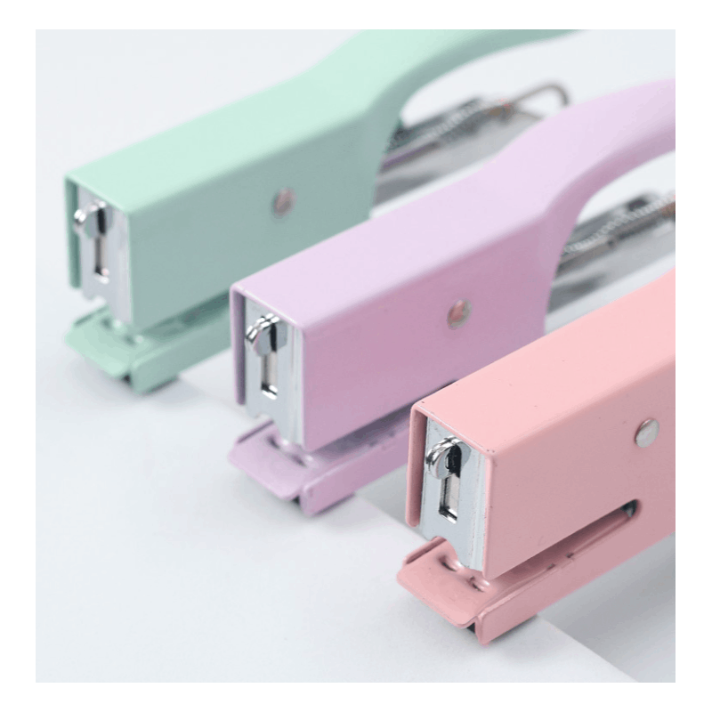 Macaron Color Metal Handheld Stapler, Labor-Saving Portable Mini Stapler for Office School Students, Cute Desk Stationery Supplies