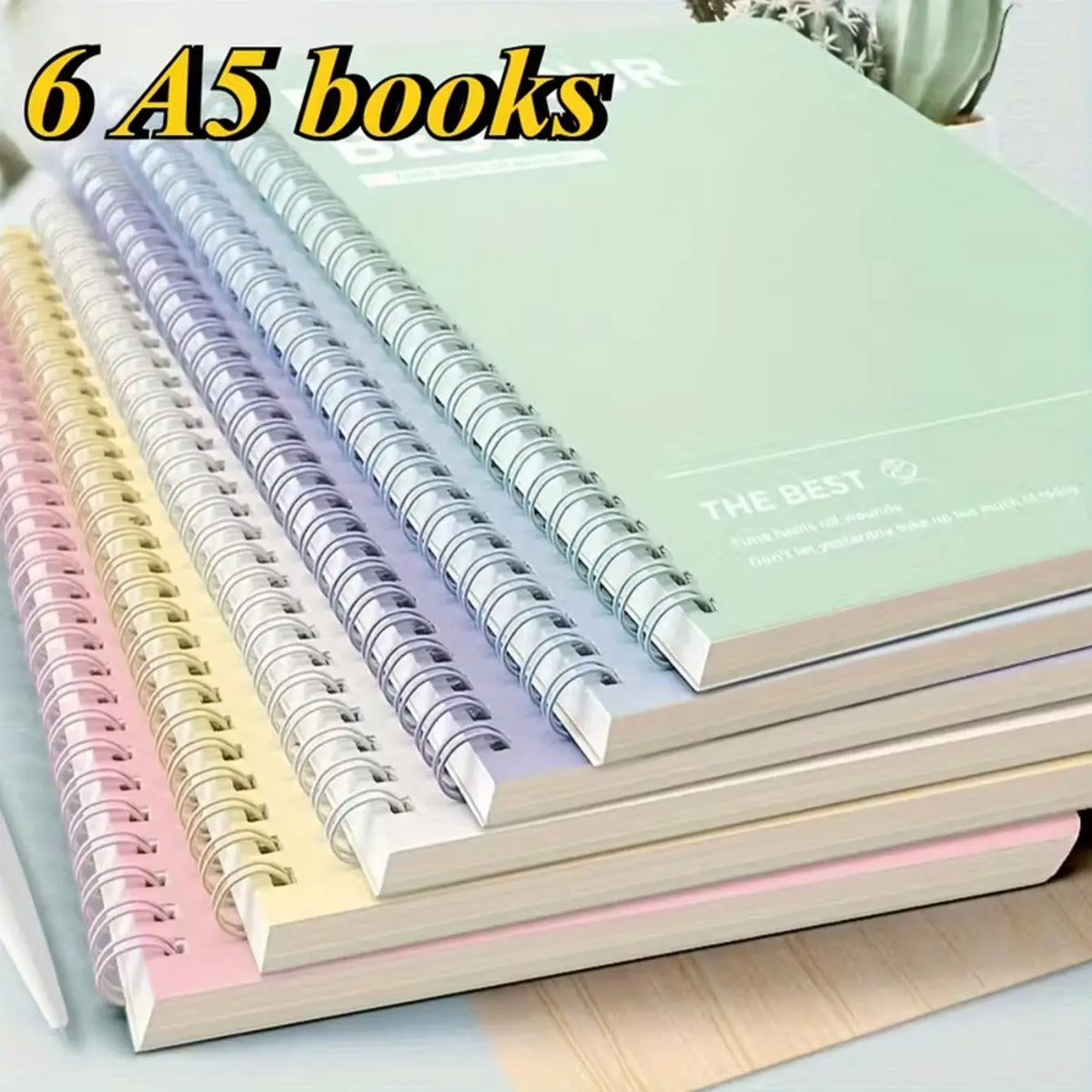 6 Piece Spiral Notebook Set, Simple A5 Hard Cover Notebooks, Tear-Resistant Pages, Lined & Unlined, Durable Office School Stationery Supplies, Hardcover Notebooks