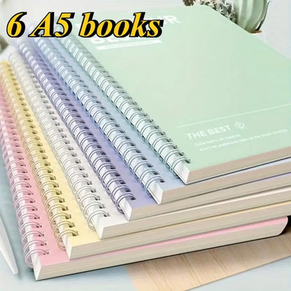 6 Piece Spiral Notebook Set, Simple A5 Hard Cover Notebooks, Tear-Resistant Pages, Lined & Unlined, Durable Office School Stationery Supplies, Hardcover Notebooks