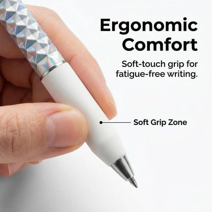 One-Click Deformable Pen, Geometric Shape-Shifting Pen - 6 Pack ( 2 Black, 2 Silver, 2 Gold) | Press to Form Diamond Crinkle Design | Multi-Functional Creative Gift for Writing, Drawing & Stress Relief