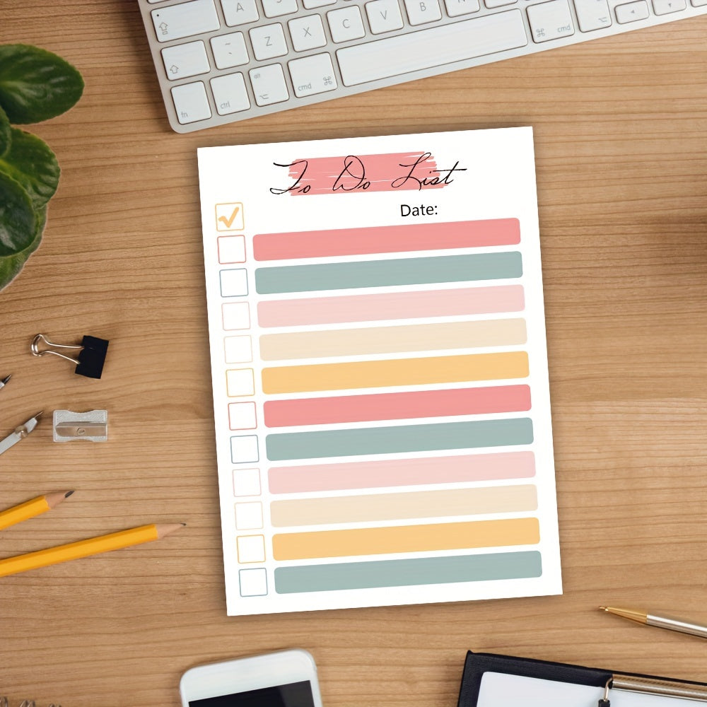 1pc with Four Designs, 50 Sheets of a To-Do List Notepad - Daily Planner Notebook, Measuring 5.5 by 3.9 Inches, Tear-Off Notepad, Portable, Suitable for Office Use, a Great Gift for The Workplace, Task List Organizer, School Supplies