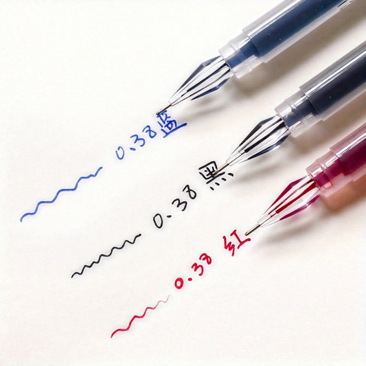 [Quick-Dry Ink Pens] 3pcs Per Pack, 0.38Mm, Quick-Dry Ink, Black/Blue/Red - Ideal Pens for Exams And Office Use, Fineliner Pens for Writing