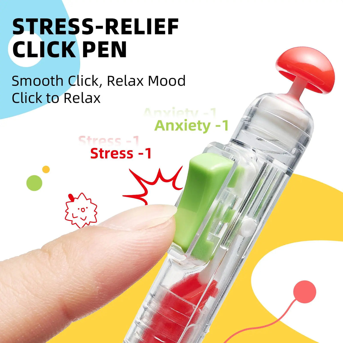 EpenGo Fidget Click Pen - Retractable 0.5mm Quick Dry Gel Ink Fine Tip Unique Pen, Built-In Joystick Stress Relief Toy, Cute Aesthetic Stationery Writing Tool for Back to School Shopping, College School Supplies, Mini Gifts