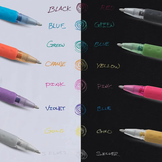 Pentel Sparkle and Krazy Pop Metallic Gel Pen Set, 1.0mm Bold Line, Assorted Ink Colors, 12-Pack Office Writing Supplies, Multicolor Pen, Shimmer Every Stroke Smooth Writers