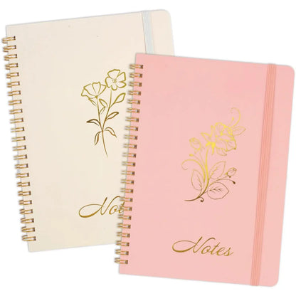 Aesthetic Spiral Notebook, 2 count Cute Notebook, 8.3" x 6" Notebook For Women, A5 Spiral Journal Notebook for Office/School/ (Green & Beige)