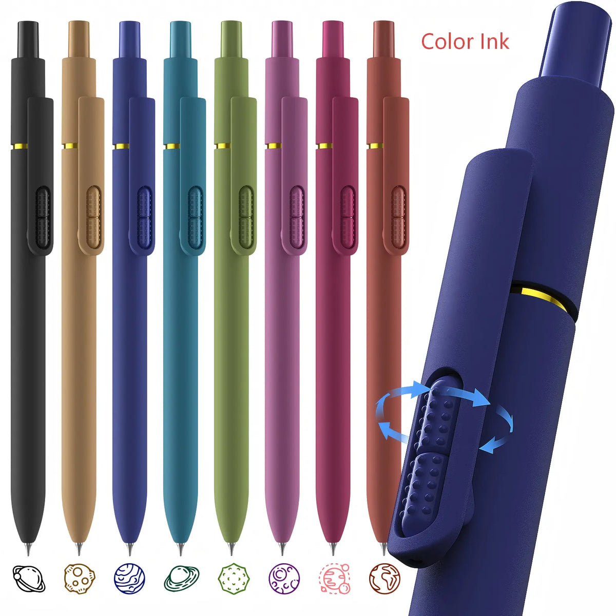 Hiacry 8 Pcs Gel Pens - 0.7mm Fine Point Smooth Writing Black Ink, Quick-Dry Long Lasting Fidge Pens, School & Office Supplies for Men Women tiktokshopbacktoschool,back to school,back to school haul