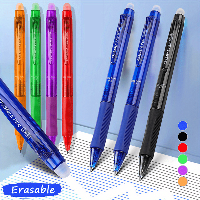 Fine Writing Instruments • 6 Plastic Erasable Pens • 0.5Mm Pointed Needle • Plastic Grip Design for Improved Grip Comfort • 6 Colours to Choose From • Easy to Erase Water Pen for Drawing Writing • Student Stationery • Back to School Supplies