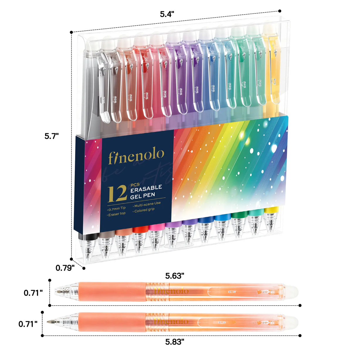 FINENOLO Retractable Erasable Gel Pens Set - 12/24/36 Colors, 0.7mm Medium Point Smooth Clicker with Eraser, Non-Toxic Acid-Free, for Note Taking, School Supplies, Back to School Shopping Arts & Crafts Gift, Backtoschoolshopping