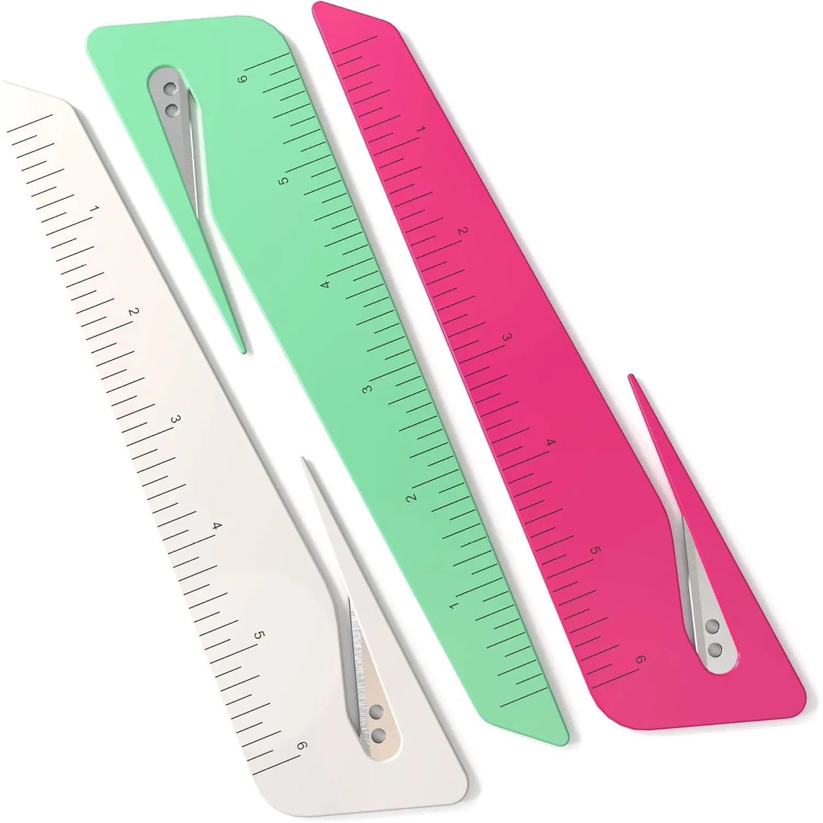 Ruler & Letter Opener Combo - Easy to Hold - Oversized Grip - Colorful 6 Inch Ruler - Envelope Opener with Measuring Tool - Perfect for Crafts, Drafting, Sewing, & Drawing - (3 Pack)