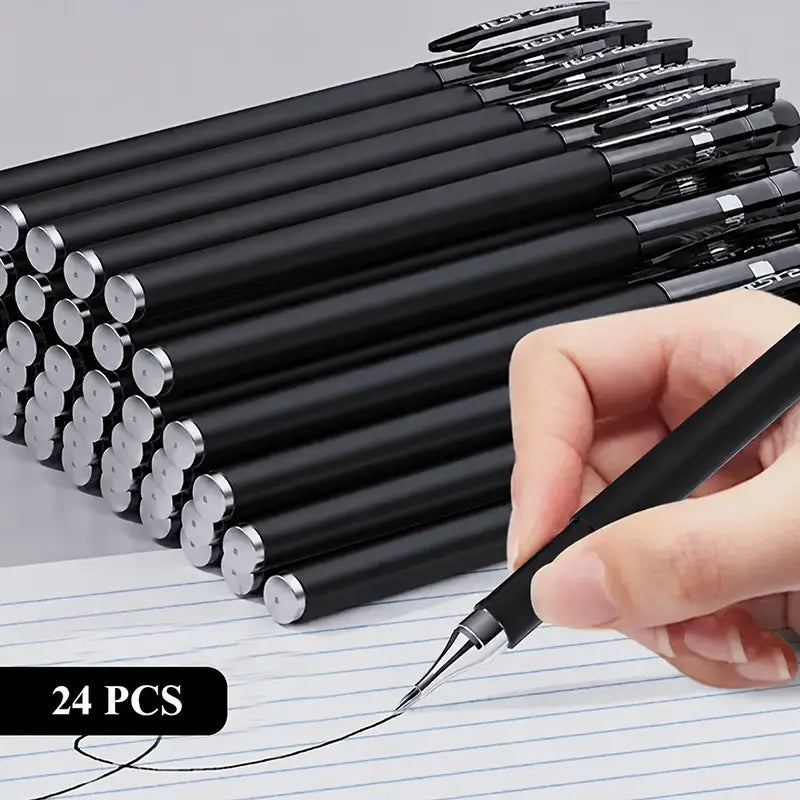 24Pcs Black Gel Pens, Minimalist Fine Point Pens for Smooth Writing, School Office Stationery Supplies, Note Taking Pens, Business Signature Pens, Student Writing Pens, Teacher Gifts