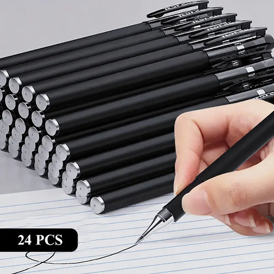 24Pcs Black Gel Pens, Minimalist Fine Point Pens for Smooth Writing, School Office Stationery Supplies, Note Taking Pens, Business Signature Pens, Student Writing Pens, Teacher Gifts