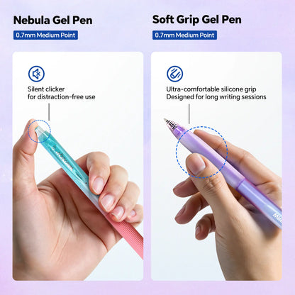 WRITECH Gel Pens Highlighters Journaling: Aurora Wonderland Pen Set, Black Ink Pens Pastel Highlighters Brush Pens, Smooth Writing Drawing No Bleed, Gift for Students,Friends and Family.