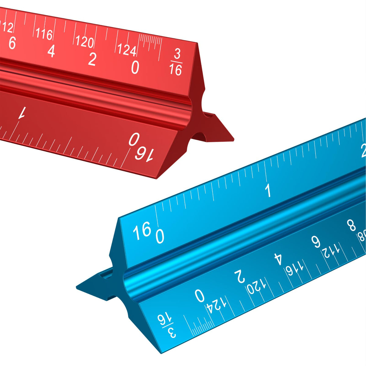 Rena Chris Architectural Scale Ruler: 12" Imperial Aluminum Alloy Metal Architecture Measuring Tools, Engineering Drafting Construction Drawing Blueprints Triangular Architect Scaling Rulers 12 Inches