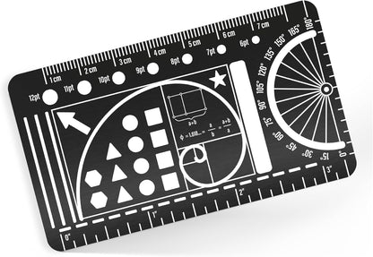 Pocket Journal Stencil - Stainless Steel Metal Bookmark with Circle Template, Ruler Conversion, Protractor & Golden Ratio - Planner Accessories for Journaling, Bible Study, Sketching & Notes