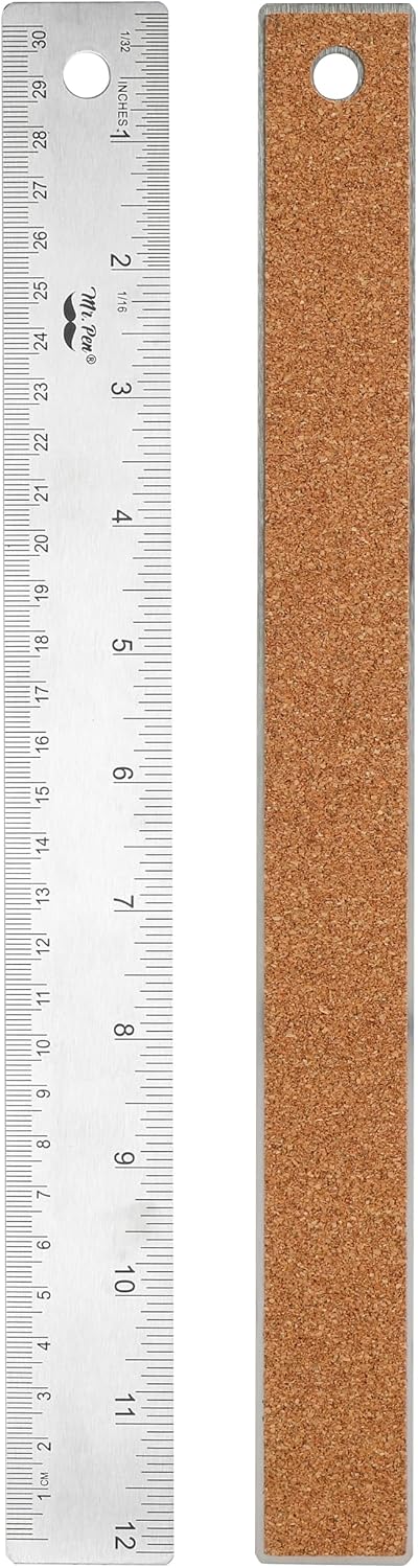 Mr. Pen- Metal Ruler with Non-Slip Cork Back, 12 Inch