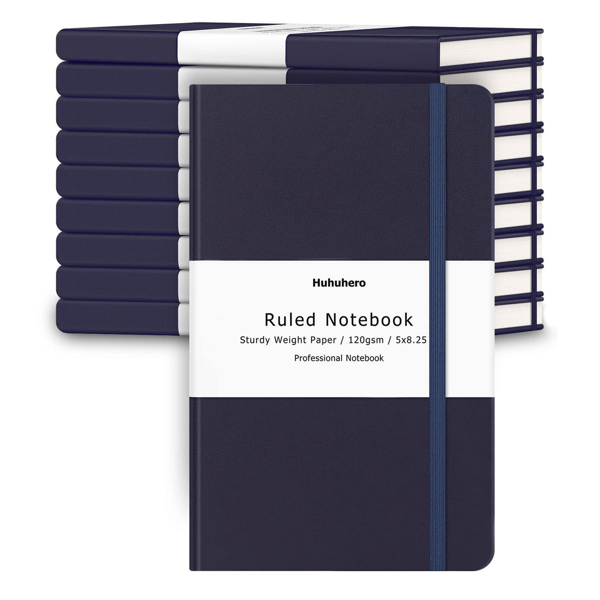 Huhuhero 10 Pack Lined Notebook Journals, College Ruled 5.25"×8.25", Green
