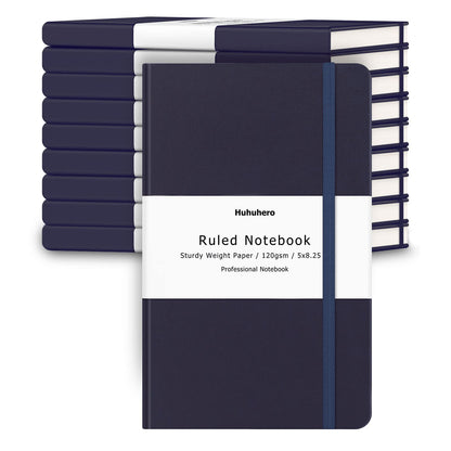 Huhuhero 10 Pack Lined Notebook Journals, College Ruled 5.25"×8.25", Green