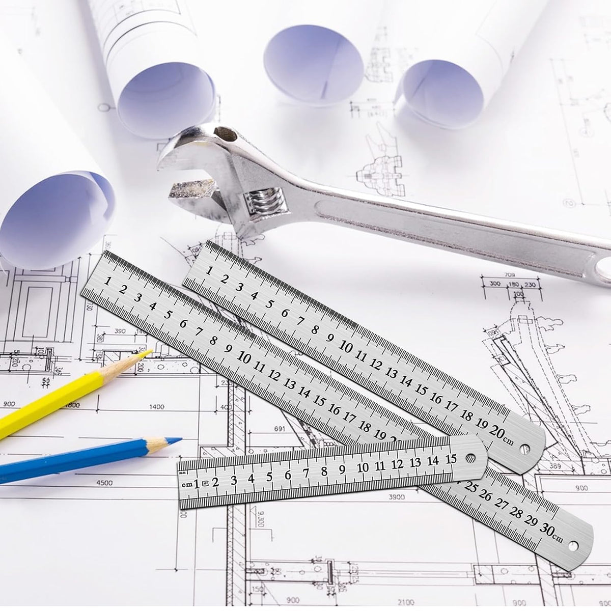 DTDNZKN 3 Pcs Stainless Steel Rulers, 6", 8", 12" (15cm,20cm,30cm)