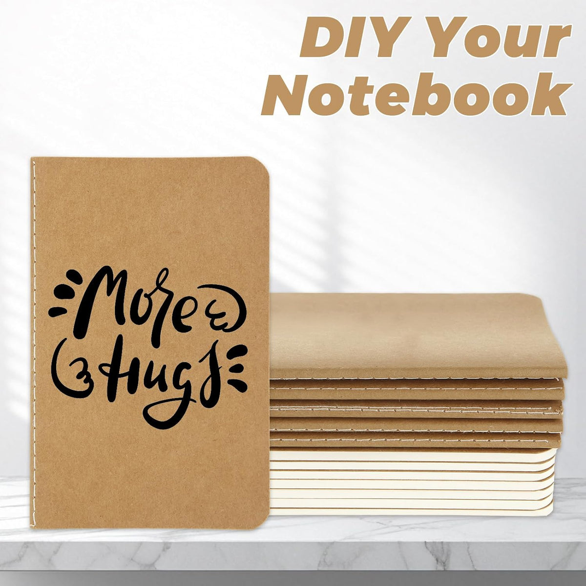 MIVIDE 120 Pack Mini Notebooks Bulk, 3.5 x 5.5 Blank Paper Small Pocket Notebook Set, Kraft Pocket Notebooks Bulk, Mini Journal Memo Notepads for Work, Writing, Drawing Memo Notepad, 60 Pages