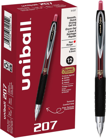 uniball™ 207 Plus+ Gel Pens, Black Ink, 0.7mm Medium Point, 4 Count