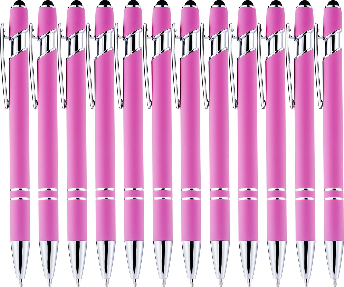LINFANC 12 Pack Nice Black Pens Ballpoint Pens Stylus Pen for Touchscreen