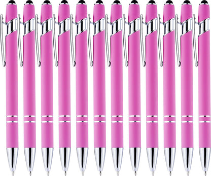 LINFANC 12 Pack Nice Black Pens Ballpoint Pens Stylus Pen for Touchscreen