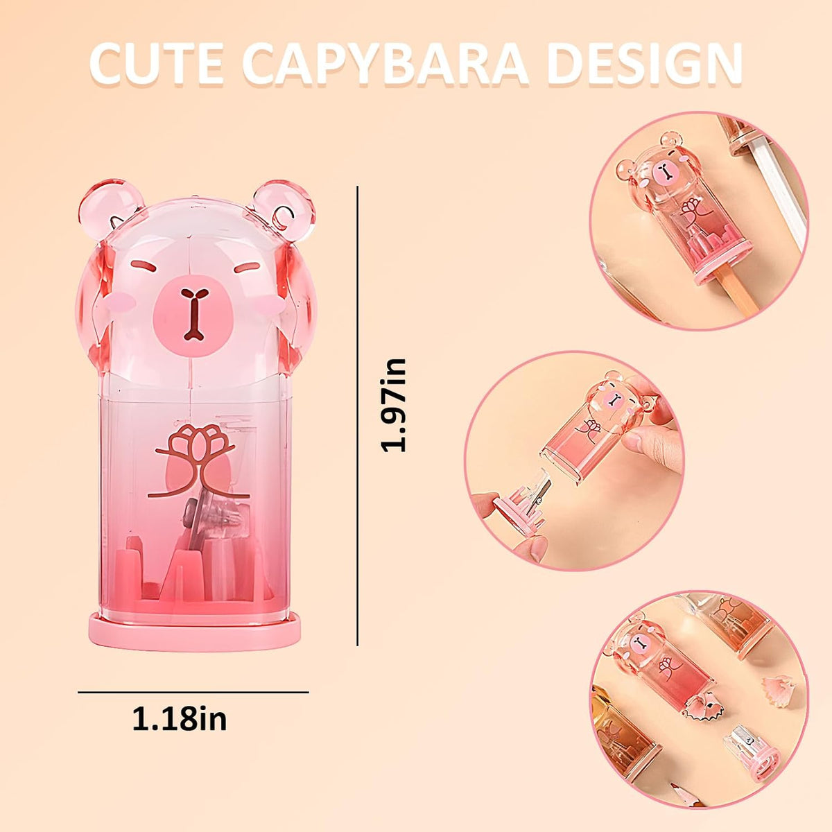3Pcs Capybara Pencil Sharpeners, Cute Kawaii Stationery Supplies