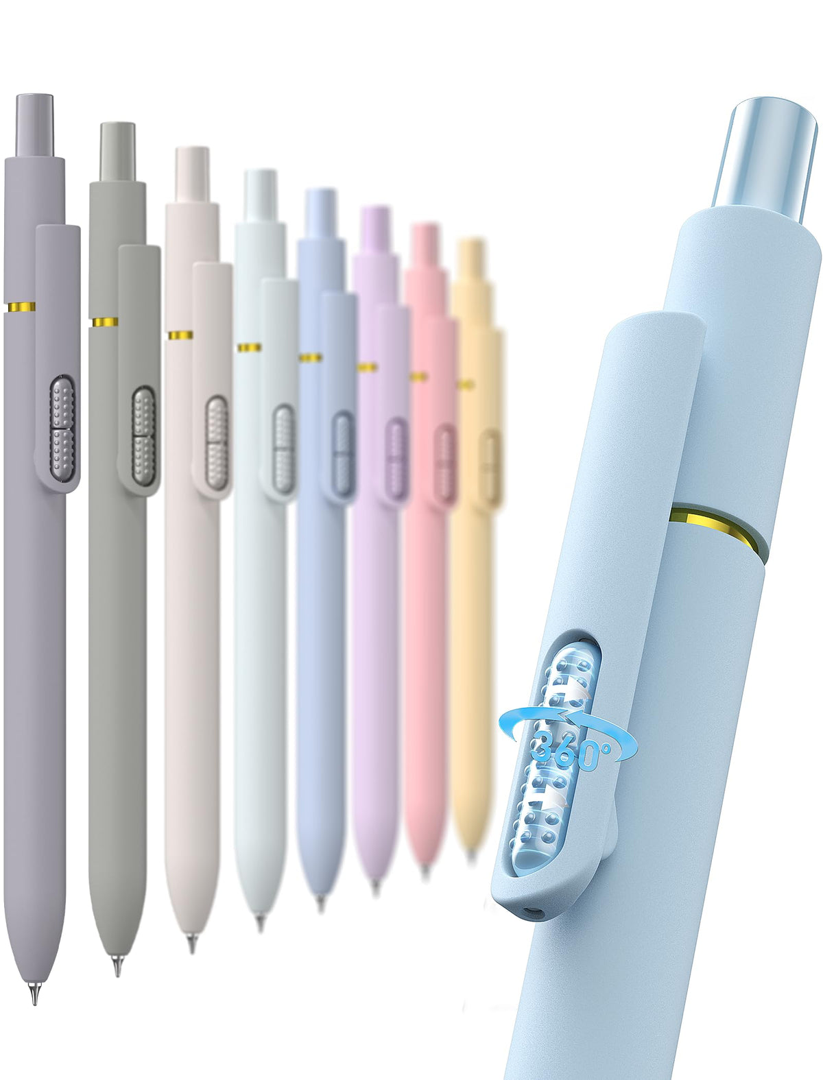 Hiacry 8 Pack Gel Pens, Quick-Drying Black Ink, 0.7mm Fine Point Fidget Pen