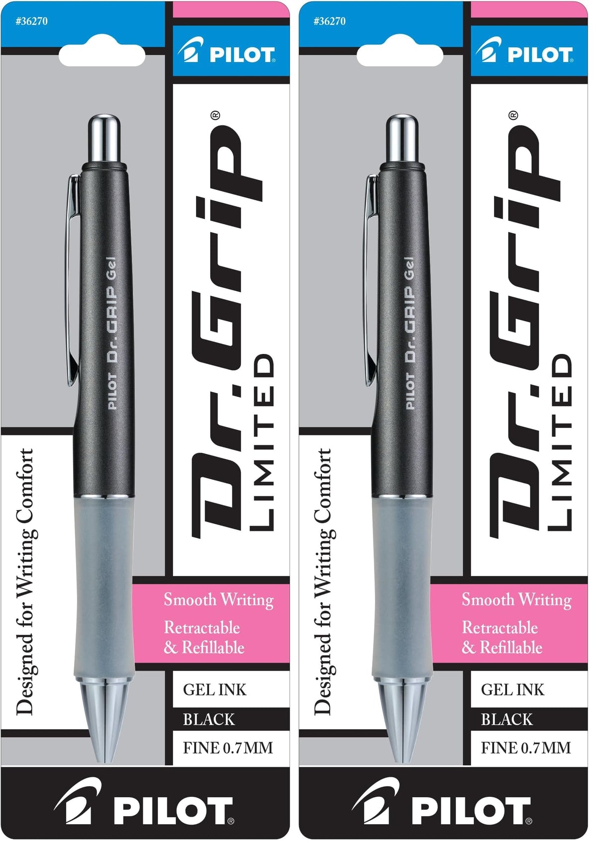 PILOT Dr. Grip Limited Gel Pen, Fine Point 0.7mm, Black Ink, Single Pen