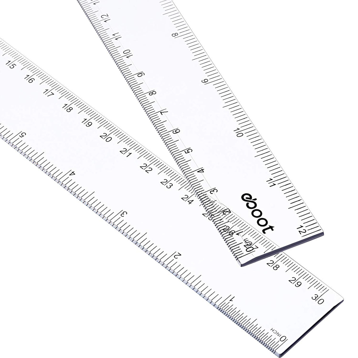 EBOOT 2 Pcs Clear Plastic Ruler Straight Ruler for School, 12 Inch