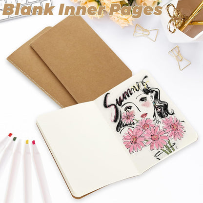 MIVIDE 120 Pack Mini Notebooks Bulk, 3.5 x 5.5 Blank Paper Small Pocket Notebook Set, Kraft Pocket Notebooks Bulk, Mini Journal Memo Notepads for Work, Writing, Drawing Memo Notepad, 60 Pages