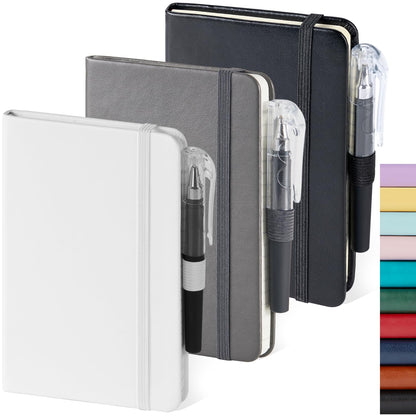 Small Notebook Pocket Journal, A6 3.7" x 5.7", 3 Pack, Black Leather Cover