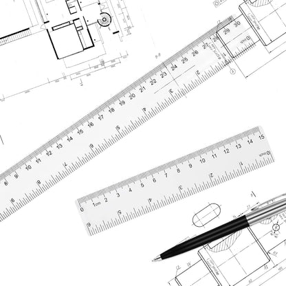 Unjoo Clear Plastic Ruler 6 Inch+12 Inch Straight Ruler, for School, Office