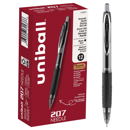 uniball™ 207 Plus+ Gel Pens, Black Ink, 0.7mm Medium Point, 4 Count