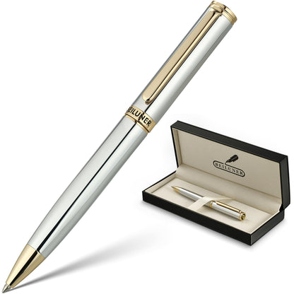 BEILUNER Luxury Gel Pen with 24K Gold Finish, Black Piano Lacquer, Luxury Grade Craftsmanship, Best Pen Gift Set for Men and Women, Professional, Executive, Office, Retractable Nice Pens
