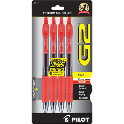 PILOT G2 Premium Gel Pens, Fine Point 0.7mm, Black Ink, 4-Pack