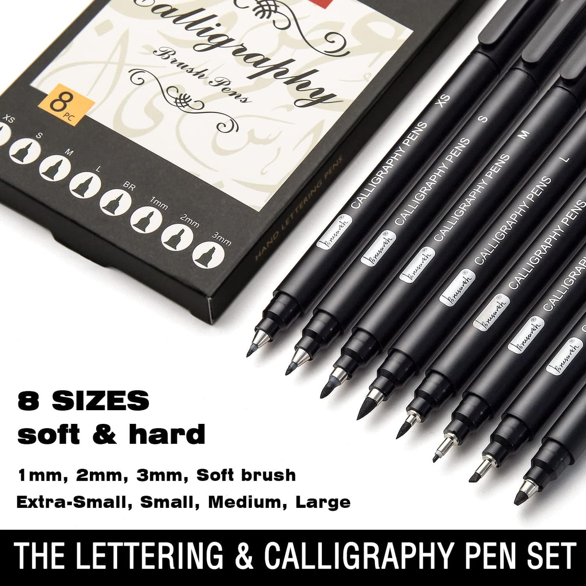 Brusarth Calligraphy Pens for Writing, Hand Lettering Pens, 10 Size