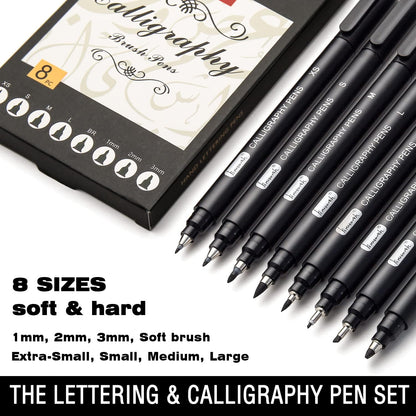 Brusarth Calligraphy Pens for Writing, Hand Lettering Pens, 10 Size