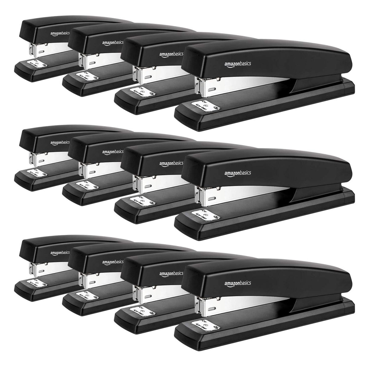 Amazon Basics Office Stapler with 1000 Staples, 25 Sheet Capacity, Non-Slip, Black, Home Office