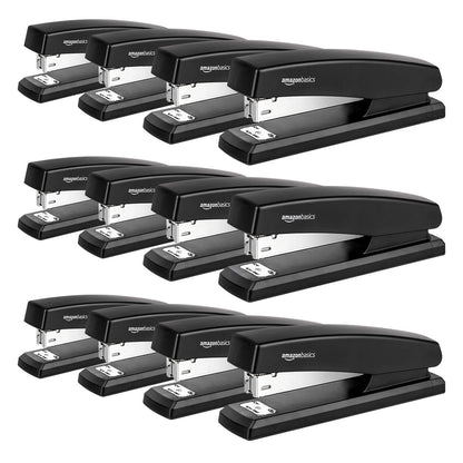 Amazon Basics Office Stapler with 1000 Staples, 25 Sheet Capacity, Non-Slip, Black, Home Office
